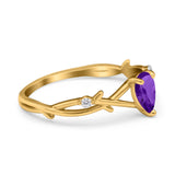 Floral Pear Teardrop Natural Stone Wedding Ring