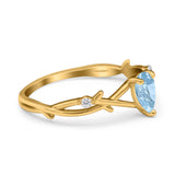 Floral Pear Teardrop Natural Stone Wedding Ring