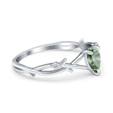 Floral Pear Teardrop Natural Stone Wedding Ring