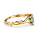 Floral Pear Teardrop Natural Stone Wedding Ring
