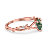 Floral Pear Teardrop Natural Stone Wedding Ring
