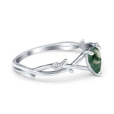 Floral Pear Teardrop Natural Stone Wedding Ring