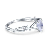 Floral Pear Teardrop Natural Stone Wedding Ring
