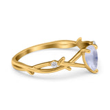 Floral Pear Teardrop Natural Stone Wedding Ring