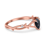 Floral Pear Teardrop Natural Stone Wedding Ring