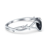 Floral Pear Teardrop Natural Stone Wedding Ring