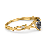 Floral Pear Teardrop Natural Stone Wedding Ring