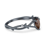 Floral Pear Teardrop Natural Stone Wedding Ring