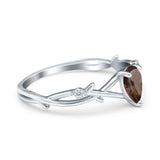 Floral Pear Teardrop Natural Stone Wedding Ring