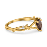 Floral Pear Teardrop Natural Stone Wedding Ring
