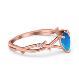 Floral Pear Teardrop Natural Stone Wedding Ring