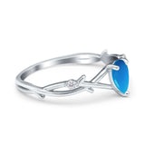 Floral Pear Teardrop Natural Stone Wedding Ring