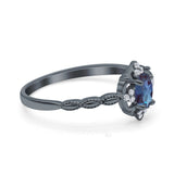 Floral Oval Natural Stone Wedding Ring