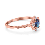 Floral Oval Natural Stone Wedding Ring