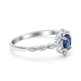 Floral Oval Natural Stone Wedding Ring