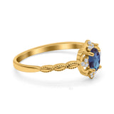 Floral Oval Natural Stone Wedding Ring