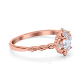 Floral Oval Natural Stone Wedding Ring