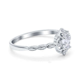 Floral Oval Natural Stone Wedding Ring