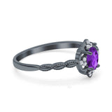 Floral Oval Natural Stone Wedding Ring
