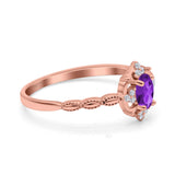 Floral Oval Natural Stone Wedding Ring