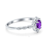 Floral Oval Natural Stone Wedding Ring