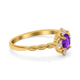 Floral Oval Natural Stone Wedding Ring