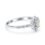 Floral Oval Natural Stone Wedding Ring