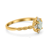 Floral Oval Natural Stone Wedding Ring