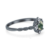 Floral Oval Natural Stone Wedding Ring
