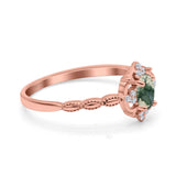 Floral Oval Natural Stone Wedding Ring