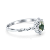 Floral Oval Natural Stone Wedding Ring