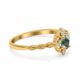 Floral Oval Natural Stone Wedding Ring