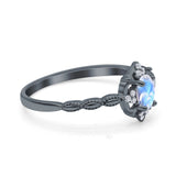 Floral Oval Natural Stone Wedding Ring