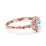 Floral Oval Natural Stone Wedding Ring