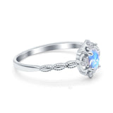 Floral Oval Natural Stone Wedding Ring