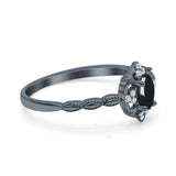 Floral Oval Natural Stone Wedding Ring