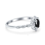 Floral Oval Natural Stone Wedding Ring