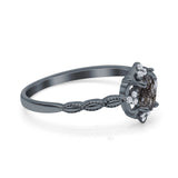 Floral Oval Natural Stone Wedding Ring
