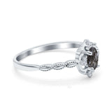 Floral Oval Natural Stone Wedding Ring