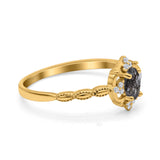 Floral Oval Natural Stone Wedding Ring