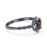 Floral Oval Natural Stone Wedding Ring