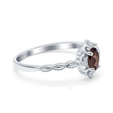 Floral Oval Natural Stone Wedding Ring