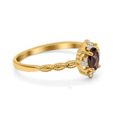 Floral Oval Natural Stone Wedding Ring