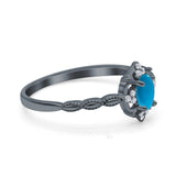 Floral Oval Natural Stone Wedding Ring
