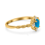 Floral Oval Natural Stone Wedding Ring
