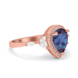 Pear Teardrop Natural Stone Leaf Style Ring