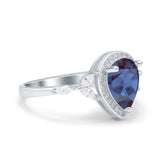 Pear Teardrop Natural Stone Leaf Style Ring