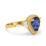 Pear Teardrop Natural Stone Leaf Style Ring