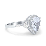 Pear Teardrop Natural Stone Leaf Style Ring