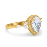 Pear Teardrop Natural Stone Leaf Style Ring